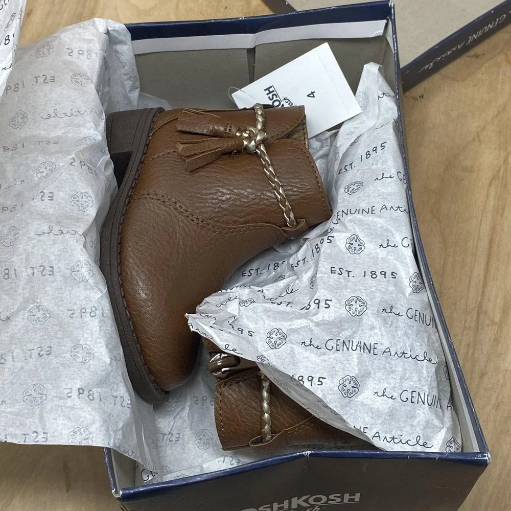 OshKosh B'gosh Boots Toddler Girls Size 4 Dark Brown MISHA-G Ankle Tassel